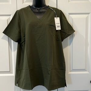 Mandala scrubs maternity 1 pocket top in olive size large